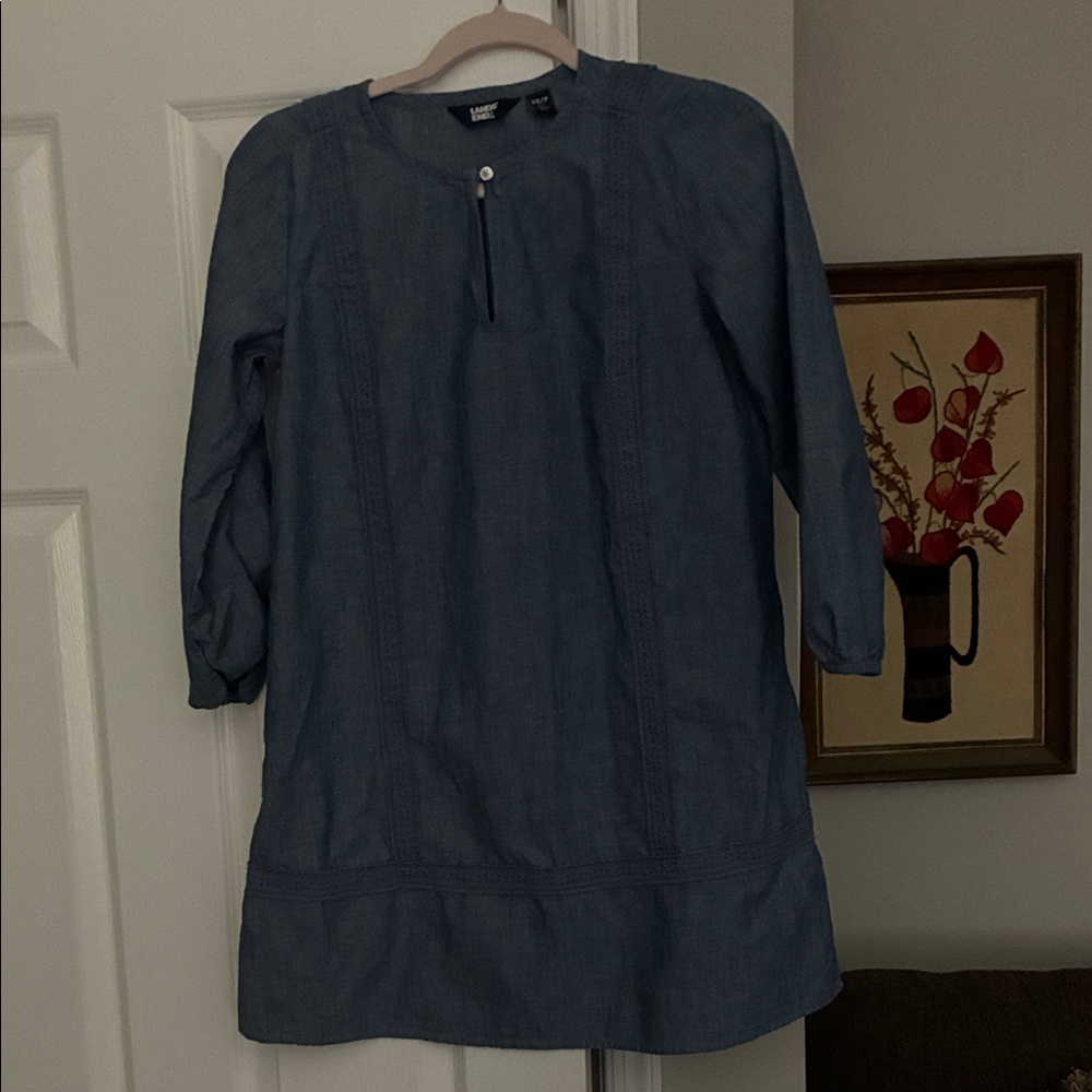 Lands' End Chambray Long Sleeve Dress
